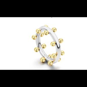 Double Row Ball Rings Gold Midi Ring